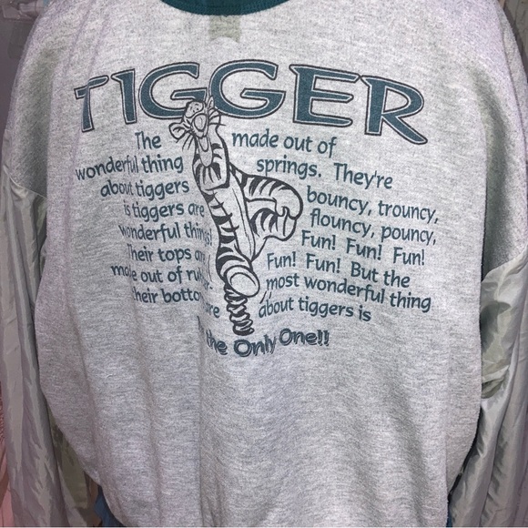 VTG DISNEY STORE XXL Tigger Green Lined Windbreaker Full Zip Hoodie Jacket - Picture 10 of 10